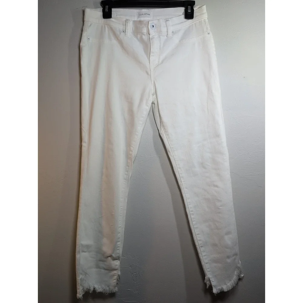Lila Ryan Jeans Women's 30 Mid-Rise‎ Skinny Denim White Distressed